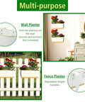 ecofynd Rectangle White/Gold 12" Balcony Railing Planter