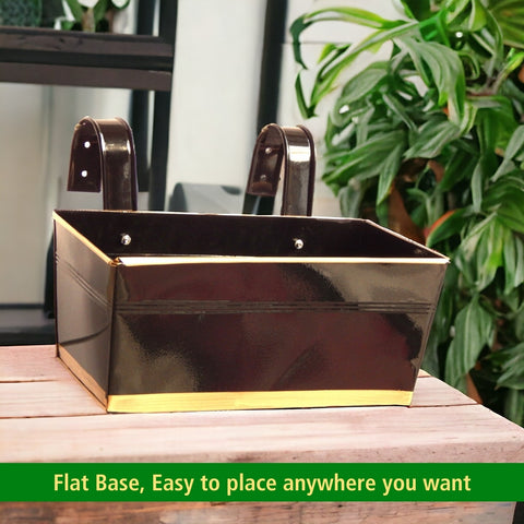 Rectangle Black/Gold 12" Balcony Railing Planter