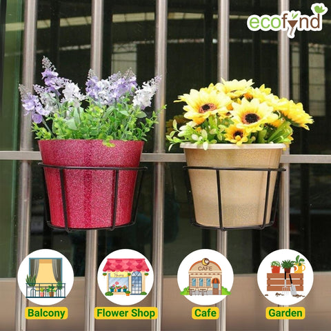 ecofynd Round Metal Hanging Flower Pot Stand