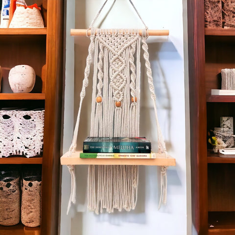 Macrame Hanging Shelf with Beads