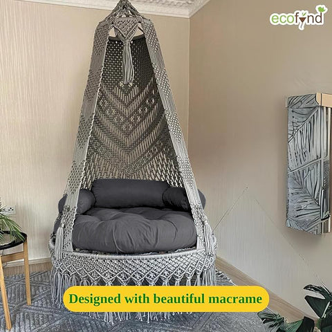 Premium Luxury Macrame Swing Hammock with Cushion