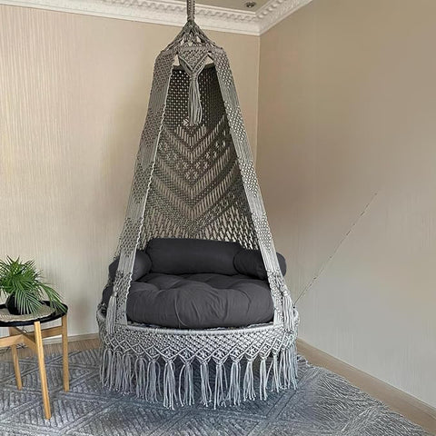 Premium Luxury Macrame Swing Hammock with Cushion