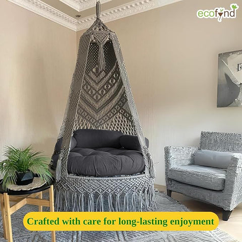 Premium Luxury Macrame Swing Hammock with Cushion