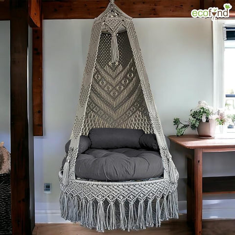 Premium Luxury Macrame Swing Hammock with Cushion