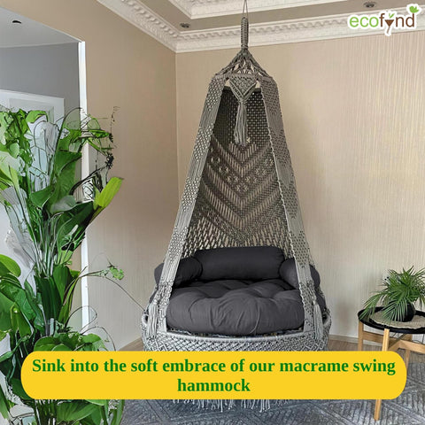 Premium Luxury Macrame Swing Hammock with Cushion