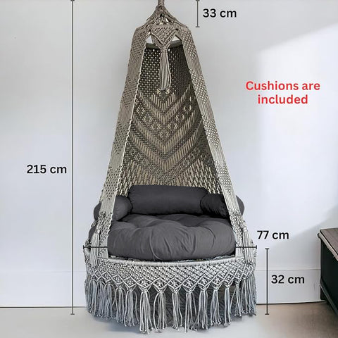 Premium Luxury Macrame Swing Hammock with Cushion