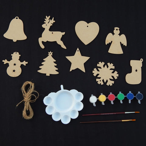 Ecofynd Unfinished Wooden Christmas Ornaments Craft Kits