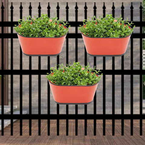 Oval Red/Black 10" Balcony Railing Planter