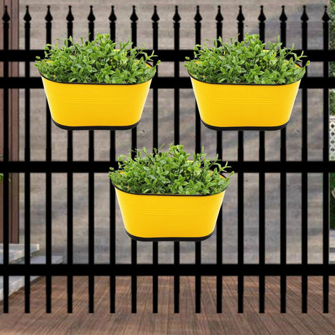 Oval Yellow/Black 10" Balcony Railing Planter