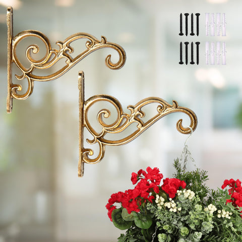 Metal Wall Hook Hanging Plant Bracket, Gold