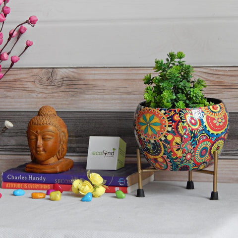 Lio Multicolor Metal Pot with Stand