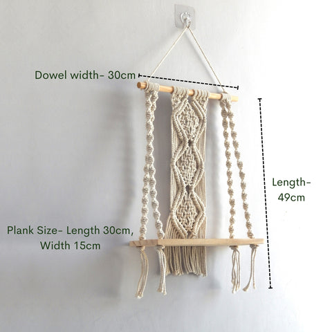 Single Macrame Hanging Shelf