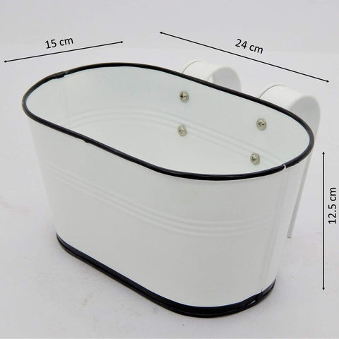 Oval White/Black 10" Balcony Railing Planter