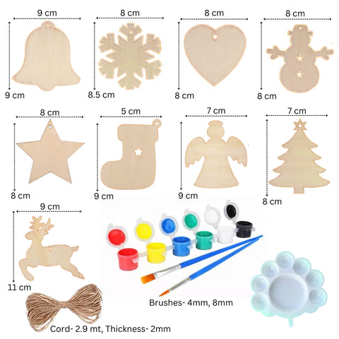 Ecofynd Unfinished Wooden Christmas Ornaments Craft Kits