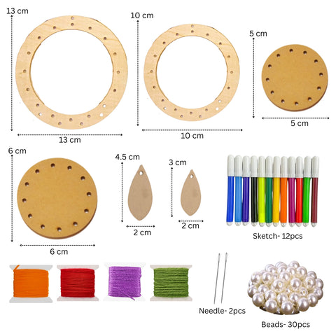 Ecofynd Unfinished Wooden Pieces with Holes Craft Kits