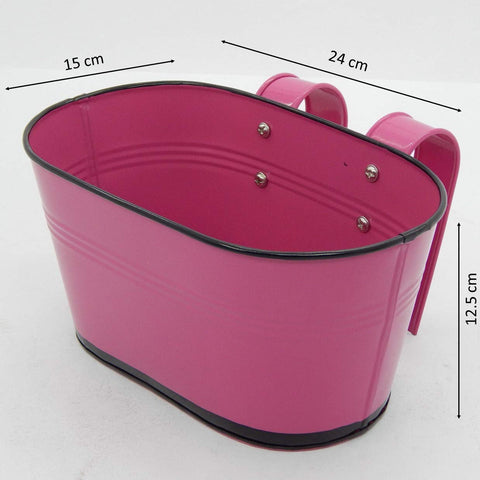 Oval Pink/Black 10" Balcony Railing Planter