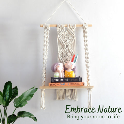 Single Macrame Hanging Shelf