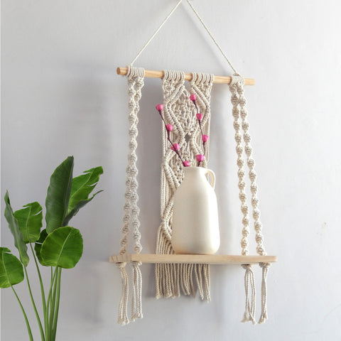 Single Macrame Hanging Shelf