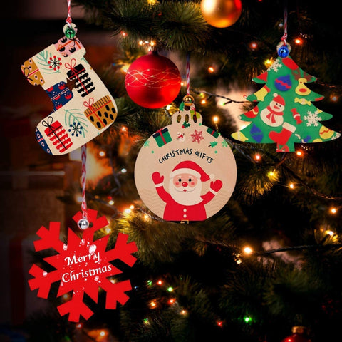 Ecofynd Unfinished Wooden Christmas Ornaments Craft Kits