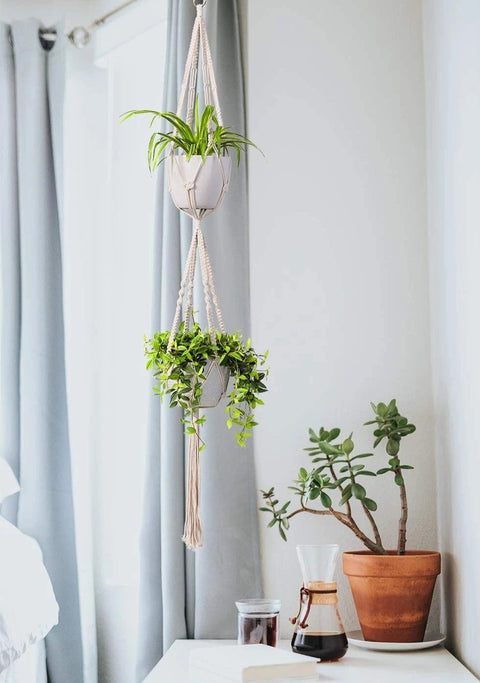 Two Tier Macrame Cotton Plant Hanger, 1 Pack Macrame Plant Hanger freeshipping - Ecofynd