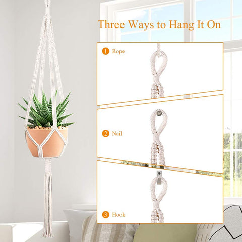 Ecofynd Macrame Cotton Rope Flower Pot Plant Hanger Holder with Pot Macrame Plant Hanger freeshipping - Ecofynd