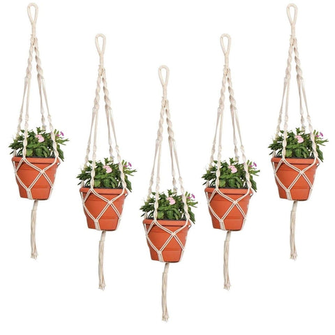 Ecofynd Macrame Cotton Boho Plant Hanger Rope, set of 5 Macrame Plant Hanger freeshipping - Ecofynd