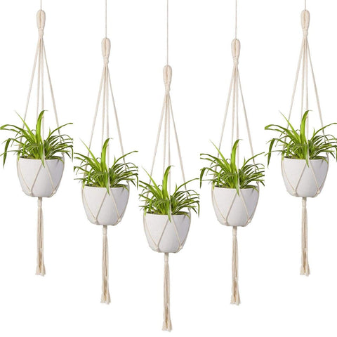 Ecofynd Cotton Flower Pot Holder, Set of 5 Macrame Plant Hanger freeshipping - Ecofynd