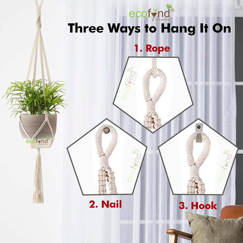 Ecofynd Macrame Cotton Boho Plant Hanger Rope, set of 5 Macrame Plant Hanger freeshipping - Ecofynd