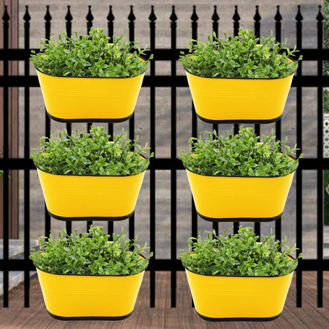 Oval Yellow/Black 10" Balcony Railing Planter