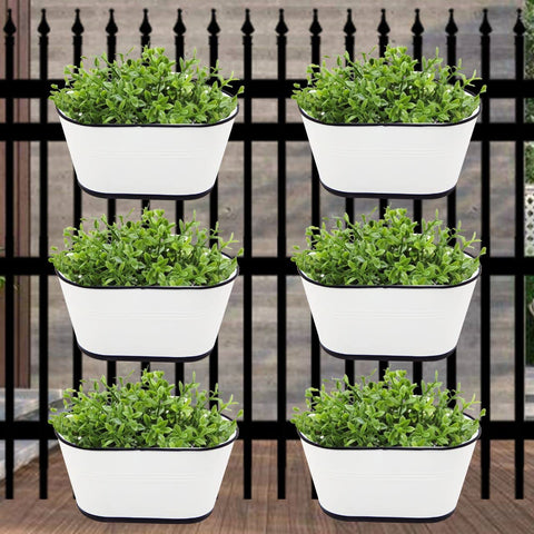 Oval White/Black 10" Balcony Railing Planter