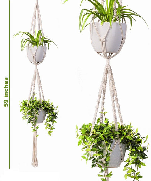 Two Tier Macrame Cotton Plant Hanger, 1 Pack Macrame Plant Hanger freeshipping - Ecofynd