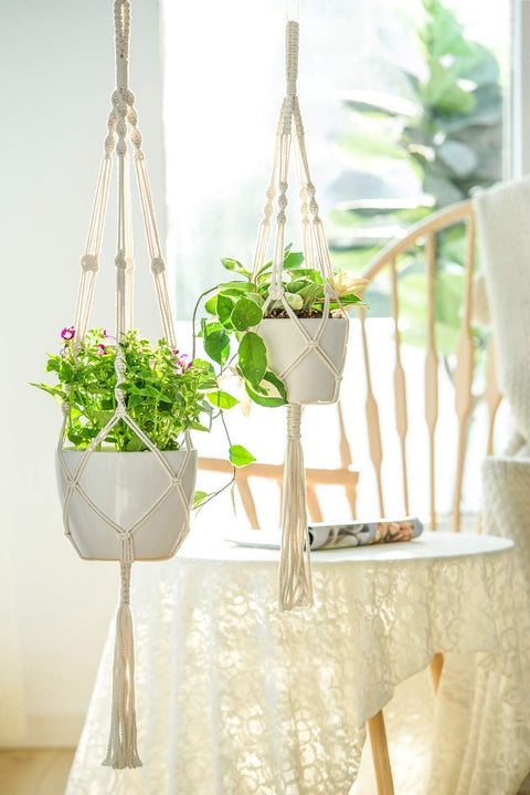 Ecofynd Cotton Plant Hanger, Set of 5 Macrame Plant Hanger freeshipping - Ecofynd