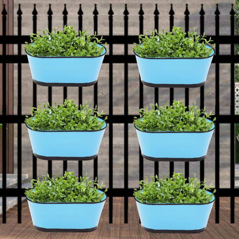 Oval Blue/Gold 10" Balcony Railing Planter