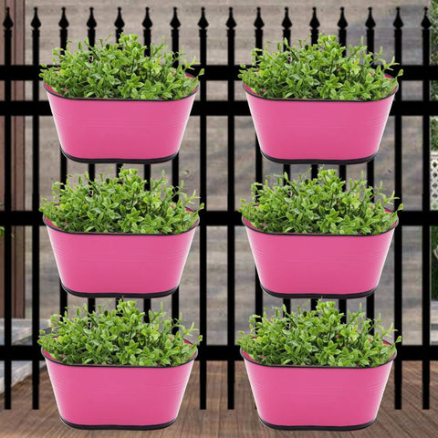 Oval Pink/Black 10" Balcony Railing Planter