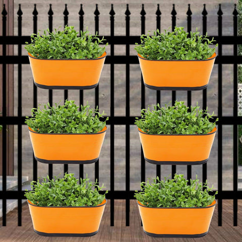 Oval Orange/Black 10" Balcony Railing Planter