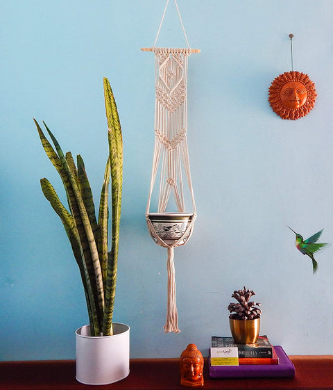 Ecofynd Macrame Cotton Rope Flower Pot Plant Hanger Holder with Pot Macrame Plant Hanger freeshipping - Ecofynd