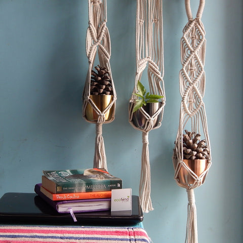 Macrame Cotton Plant Hanger, 3 Pack Macrame Plant Hanger freeshipping - Ecofynd