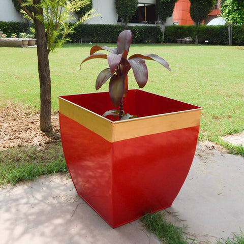 Midland 12 inches Red Tapered Planter Large Planters freeshipping - Ecofynd