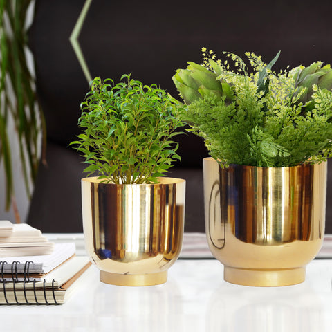 Ecofynd Eva Gold Metal Plant Pot