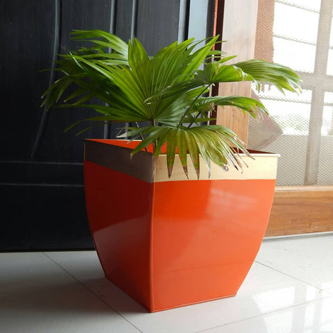 Midland 12 inches Orange Tapered Planter Large Planters freeshipping - Ecofynd