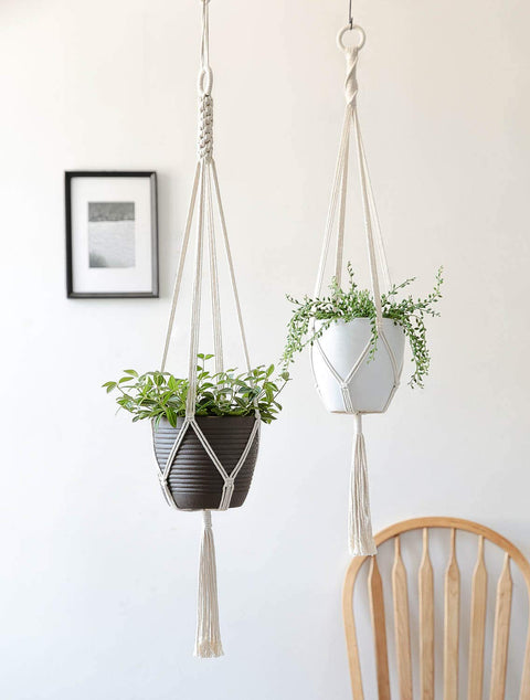 Macrame Cotton Plant Hanger, 2 Pack Macrame Plant Hanger freeshipping - Ecofynd