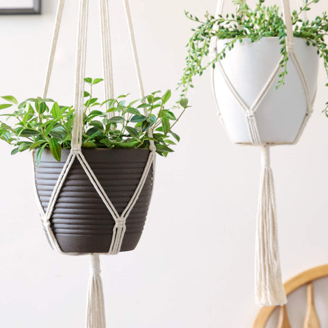 Macrame Cotton Plant Hanger, 2 Pack Macrame Plant Hanger freeshipping - Ecofynd