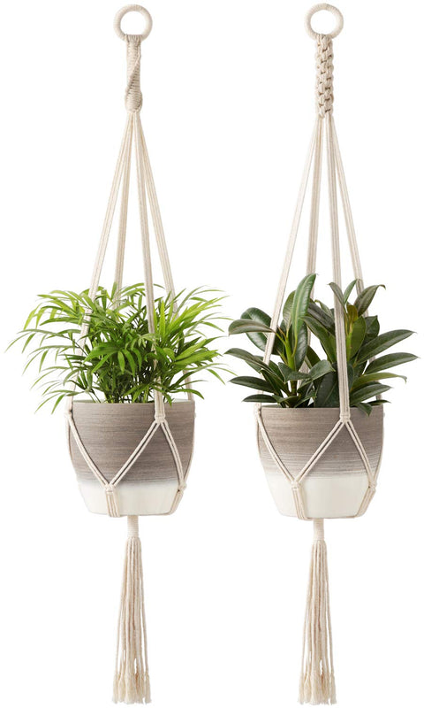 Macrame Cotton Plant Hanger, 2 Pack Macrame Plant Hanger freeshipping - Ecofynd