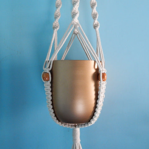 Macrame Cotton Plant Hanger with Beads Macrame Plant Hanger freeshipping - Ecofynd