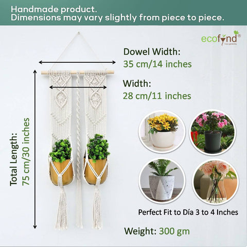 Macrame Double Plant Hanger, Indoor Outdoor Hanging Plant Holder planter freeshipping - Ecofynd