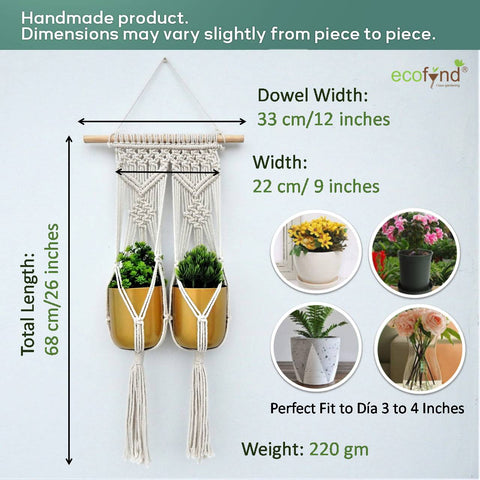 Macrame Double Plant Hanger, Indoor Outdoor Hanging Plant Holder planter freeshipping - Ecofynd