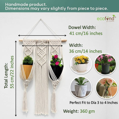 Macrame Double Plant Hanger, Indoor Outdoor Hanging Plant Holder planter freeshipping - Ecofynd