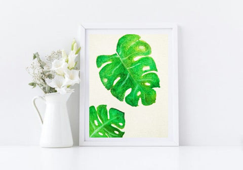 Naniart Handpainted Monstera Leaf Canvas Wall Art Art Paintings freeshipping - Ecofynd