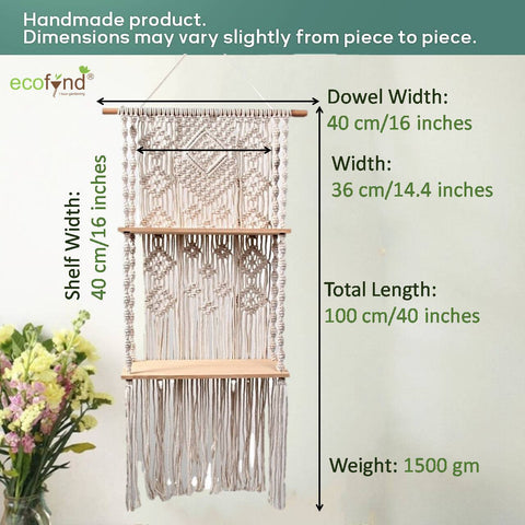 ecofynd Bohemian Macrame Wall Hanging Shelves shelf freeshipping - Ecofynd