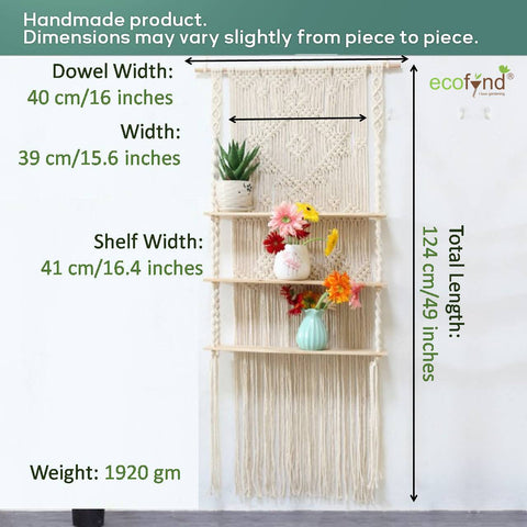 ecofynd 3-Tier Macrame Hanging Shelf